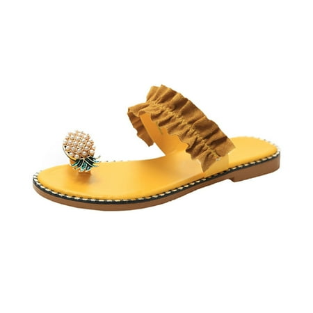 

Women s Summer Slippers Pineapple Shape Rhinestone Crystal Slip-on Slide Sandals Women s Non-Slip Flat Summer Slippers Pineapple Shape Rhinestone Crystal Slip-on Slide Sandals Open Toe 36 Yellow