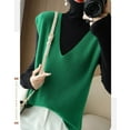 thumbnail image 5 of Baqcunre Womens Vest Top Trendy, Autumn & Winter Women's Knitted Sweater Vest Sleeveless V-Neck Pullover Vest Loose Top Soft Knitted Pullover Sweater 1Pc Vest Green XL, 5 of 5