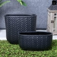 thumbnail image 2 of {Quade Oval Ceramic Pot with Arrow Pattern- Modern Decorative Planter for Indoor Plants, Flower Vase, Home and Office Decor-Black}, 2 of 6