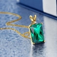 thumbnail image 3 of Gem Stone King 18K Yellow Gold Plated Silver Green Nano Emerald and White Diamond Pendant Necklace for Women (6.52 Cttw, Gemstone May Birthstone, Emerald Cut 14X10MM, with 18 inch Silver Chain), 3 of 4