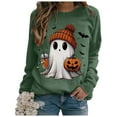 thumbnail image 7 of mgoYE Halloween Shirts for Women Long Sleeve Crewneck Casual Dressy Tops Funny Graphic Halloween Fall Fashion Outfits(Dark Green,XL), 7 of 7