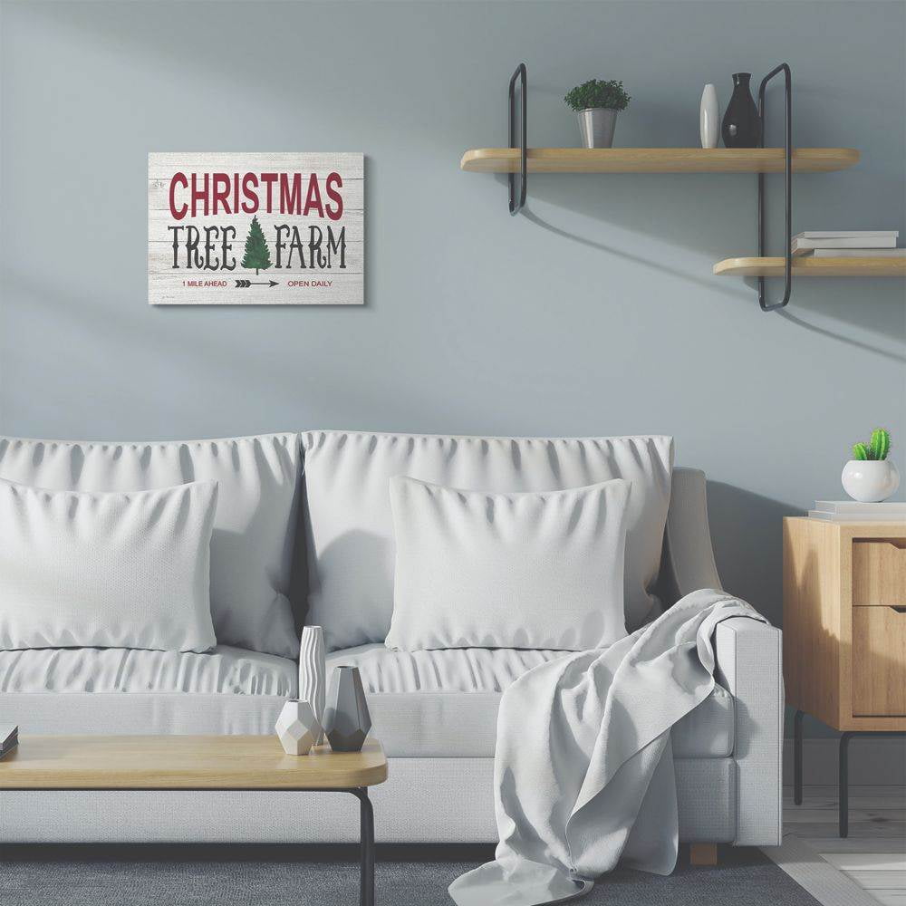 Stupell Industries Christmas Trees Farm Wood Texture Holiday Word DesignCanvas Wall Art By Artist Jo Moulton