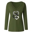 thumbnail image 4 of Love Heart Print T Shirt Women Funny Valentine's Day V Neck Tee Shirt Love Heart Graphic Long Sleeve Tops Gifts, 4 of 5