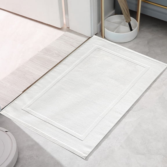 LYCAQL Utopia Towels Cotton Banded Bath Mats, White, [Not a Bathroom Rug], 100% Ring-Spun Cotton - Highly Absorbent Shower Bathroom Floor Mat