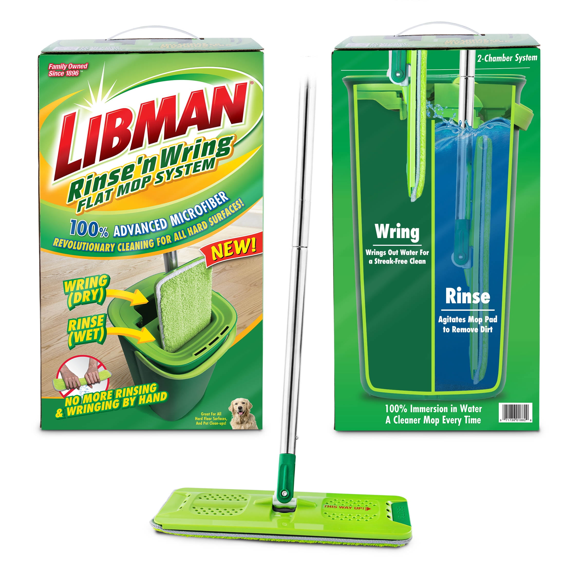 Libman Rinse' N Wring Flat Mop System with Microfiber Cleaning Pad