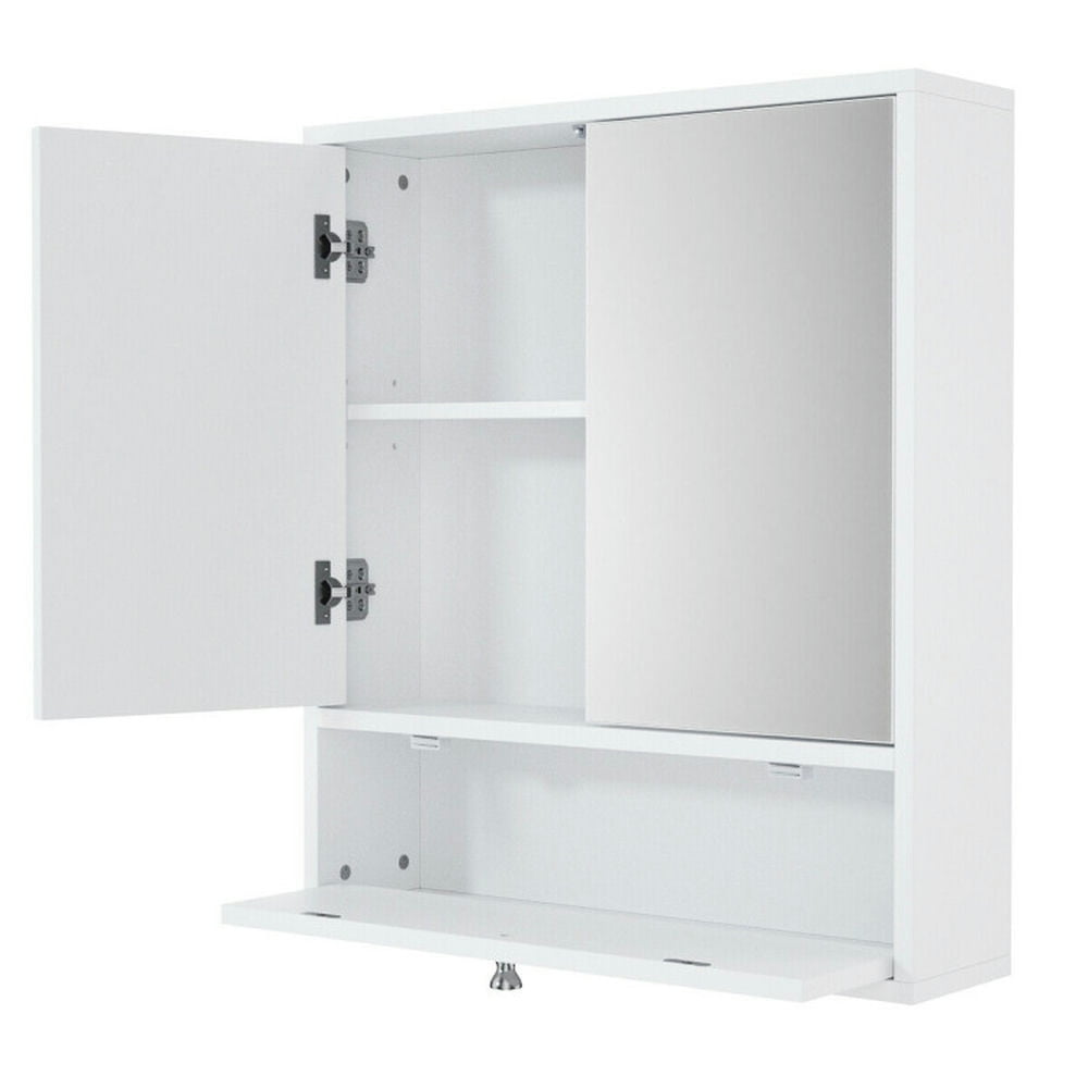 Finihen Bathroom Wall Cabinet, Wall Mounted Bathroom Mirror Cabinet, Double Door Wall-Mounted Bathroom Mirrored Medicine Cabinet, for Bathroom, White Finihen Bathroom Wall Cabinet, Wall Mounted Bathroom Mirror Cabinet, Double Door Wall-Mounted Bathroom Mirrored Medicine Cabinet, for Bathroom, White
