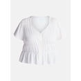 thumbnail image 5 of Terra & Sky Women’s Plus Femme V Neck Smocked Top with Short Flutter Sleeves, Sizes 0X-5X, 5 of 5