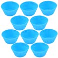 thumbnail image 3 of 10 Pcs Moules à Muffins en Silicone Chocolat Biscuits Antiadhésifs Réutilisables Résistants à la Chaleur Cuisson Rôtissage Moules à Cupcakes Plateau Ménager Bleu, 3 of 8