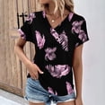 thumbnail image 2 of Tops de Algodón para Mujeres Cuello en V Moda Casual Manga Corta Primavera Verano Top para el Hogar Y Diario, 2 of 6