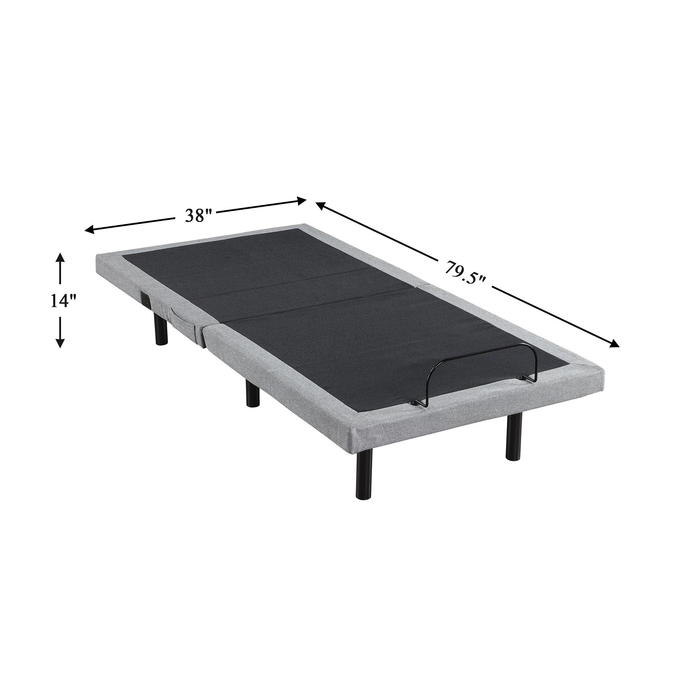 OakvillePark Elan 14" Power Head and Foot Adjustable Bed Frame with Massage, Zero Gravity, Charging Ports, LED Lighting, Twin XL, Gray