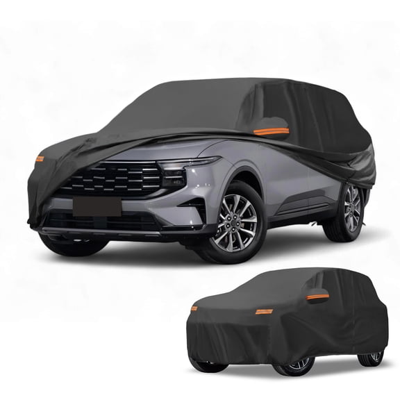 Unique Bargains Durable Waterproof Car Cover with Reflective Strips Black for Black ford Edge 192.91"x76.77"x59.06"