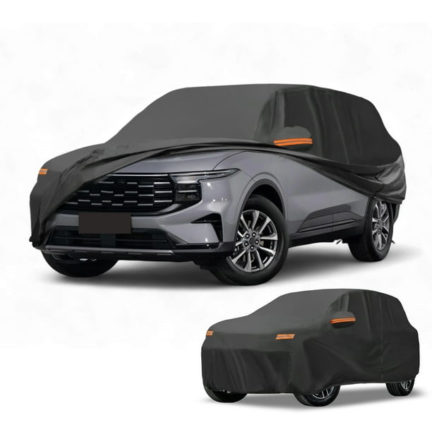 Funda para auto impermeable para todo clima, protección exterior contra el sol y la lluvia, con tiras reflectantes, negra para Ford Edge