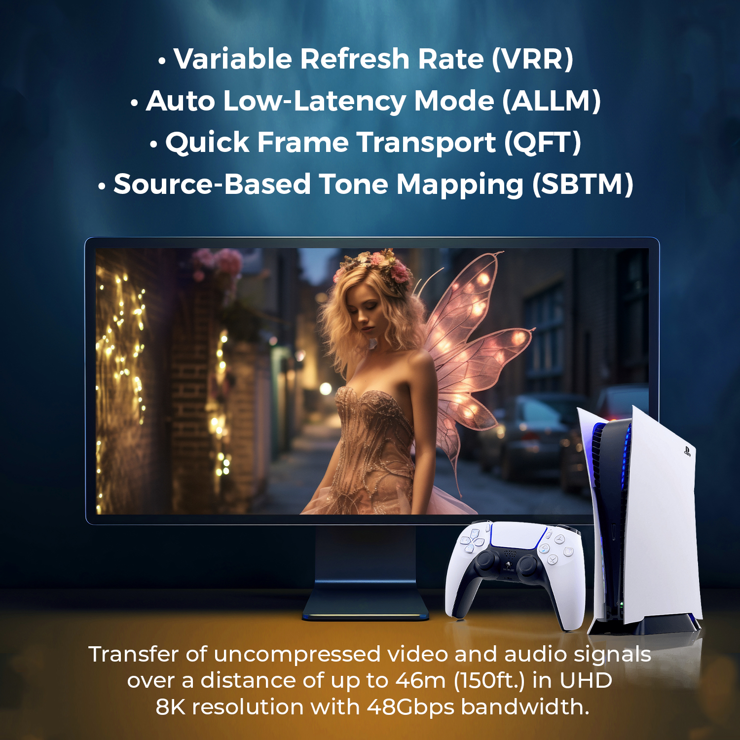 OREI 150ft HDMI™ AOC Hybrid Fiber Optic Cable UHD 8K60 (AOC-8K-150)
