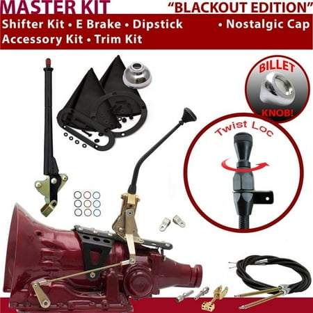 American Shifter 4L60 Shifter Kit Black 10 in. E Brake Cable Clevis Trim Kit Dipstick for EF284