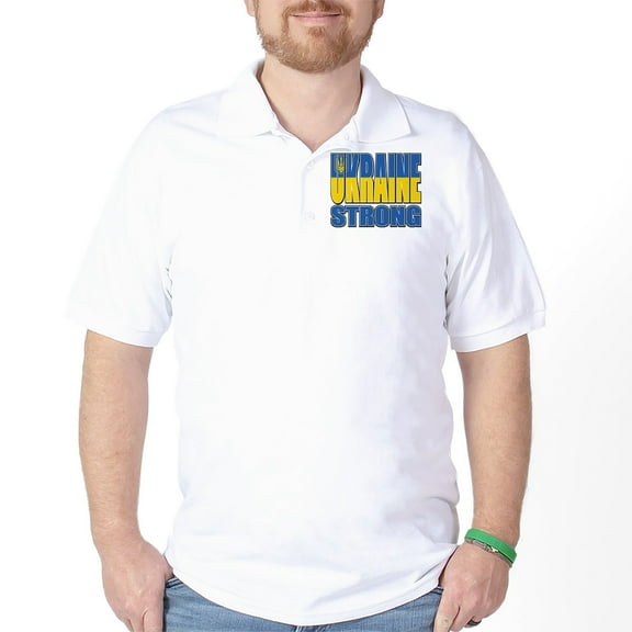 CafePress - Ukraine Strong - Golf Shirt, Pique Knit Golf Polo