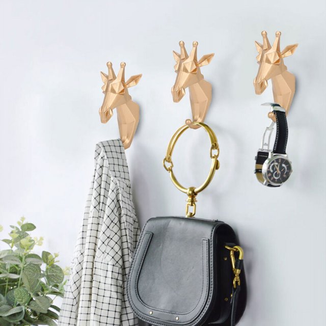 Gancho para colgar toallas de pared de baño con forma de animal de resina, percha para abrigos, sombreros, llaves, jirafa