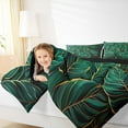 thumbnail image 4 of Manfei Monstera Leaf Full Size Comforter Sets,Tropical Botanical Bedding Comforter Set,Green Gold Bedding Sets For Girl Boys,Ultra Soft Home Decor Reversible,3-Piece, 4 of 8
