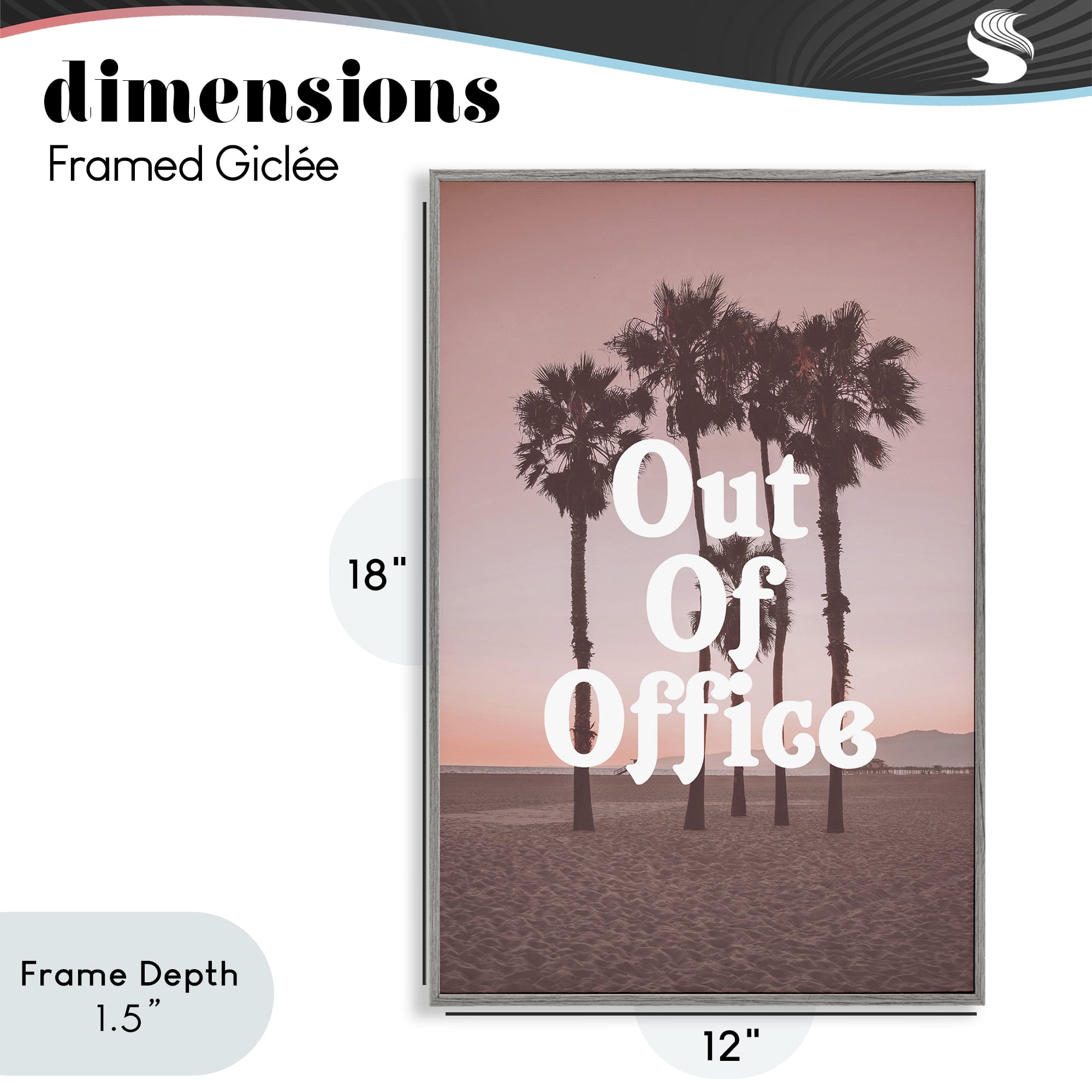Stupell Industries Pink Tropical Out Of Office Gray Framed Giclee Art, design by Lil' Rue