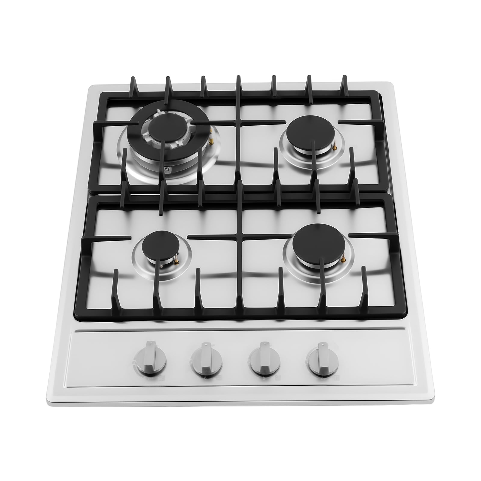 Built-In Gas Cooktop - 4 Burners, Stainless Steel, High-Powered (3KW Rapid Burner, 1.75KW Semi-Rapid, 1KW Auxiliary), Natural Gas/LPG