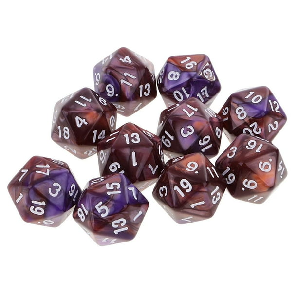 De Dados Poliédricos De Plástico De 20 De De De Dados Numéricos Accesorios Para Mazmorras Y Dragones, 10 Piezas Por Ped Café morado Hugo Dados poliédricos