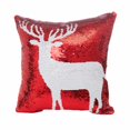 thumbnail image 1 of Rojo de lentejuelas copo de nieve Reno letra patrón sofá decoración del hogar fundas de almohada de coche funda de almohada suave funda de almohada 40x40cm kenally JR0775-04, 1 of 5