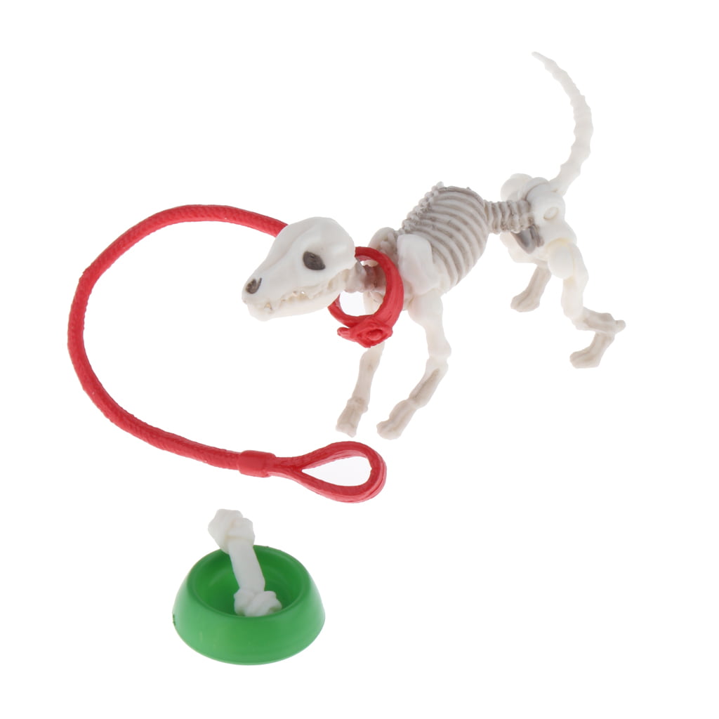 3 teilige Skeleton Dog Figuren spielen Spielzeug Halloween Ornament mit Bowl 