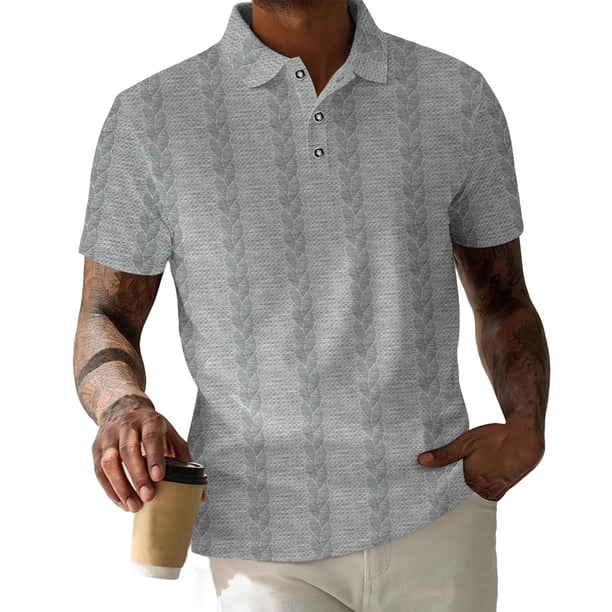 Camisa con Cuello Hombres de Color Sólido con Botones de Manga Corta, Blusa con Cuello para Primavera Verano Diario