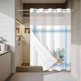 thumbnail image 4 of Marine Life No Hook Shower Curtain with Snap in Liner Starfish Shell Coral Blue Striped Eucalyptus Leaves Waterproof Bathroom Shower Curtain with See Through Top Window for Bathtub 60" x 72", 4 of 9