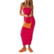 thumbnail image 3 of Vestido tubo ajustado para mujer, sin tirantes, con abertura lateral y ribete de color en contraste., 3 of 7