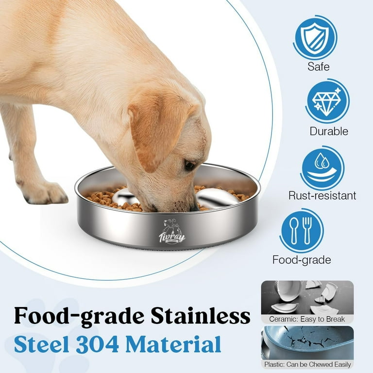 Pawaboo Slow Feeder Dog Bowl, 304 Stainless Steel,