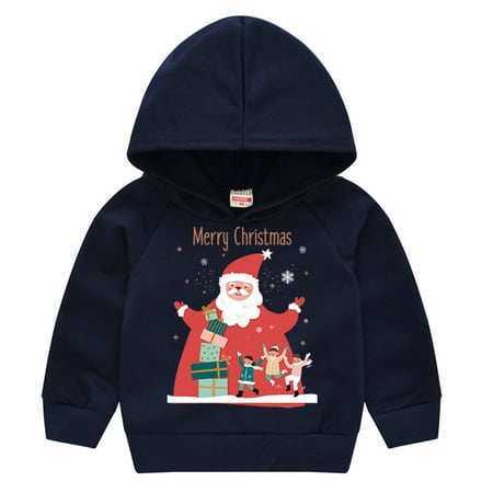 

DENGDENG Baby Girl Boys Long Sleeve Hoodie Toddler Santa Claus Tops Christmas Hooded Pullover Winter Warm 6M-4Y