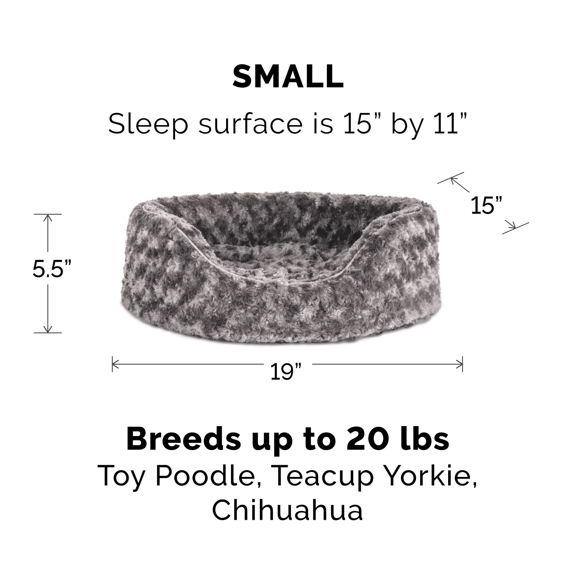 FurHaven Pet Products Ultra Plush Oval Pet Bed for Dogs & Cats - Gray, Small