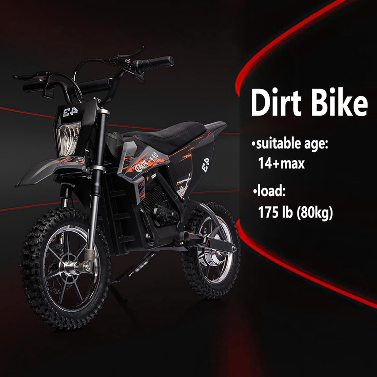 Luku Motorcycle, 36V Ride on Dirt Bike Motorcycle for Teens, Outdoor 500W Motor Off Road Motorcycle, Dirt Bike with Leather Seats, Black
