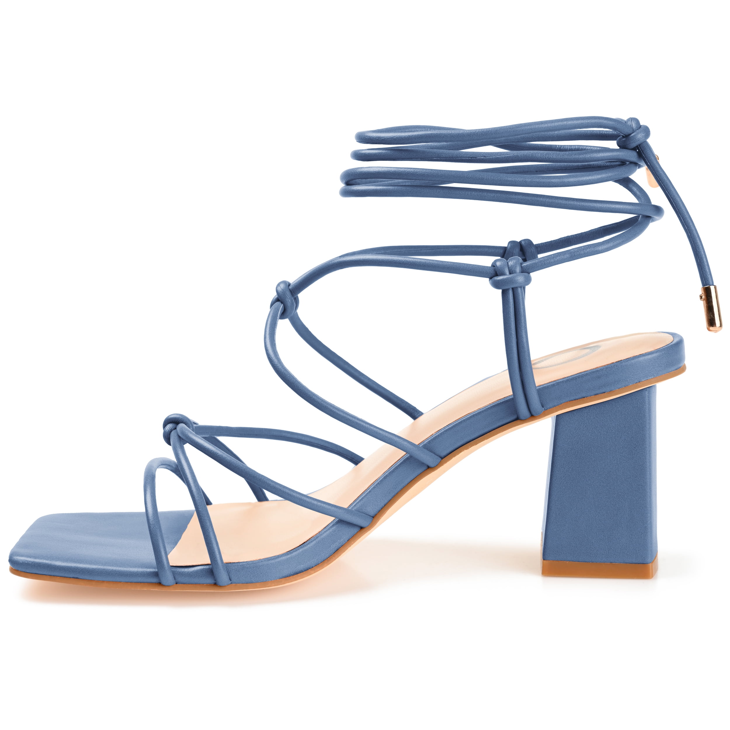 Journee Womens Harpr Open Square Toe Block Heel Dress Sandals