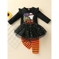 thumbnail image 3 of WIBACKER Toddler Girls Clothes 9M-4T Baby Girl Outfits Fall Winter Ruffles Long Sleeve Top+Pants+Skirts 3Pcs Halloween Boo Clothing, 3 of 12