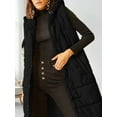 thumbnail image 2 of Women's Hooded Quilted Puffer Vest - Long Sleeveless Winter Jacket with Button Front & Pockets, 2 of 7