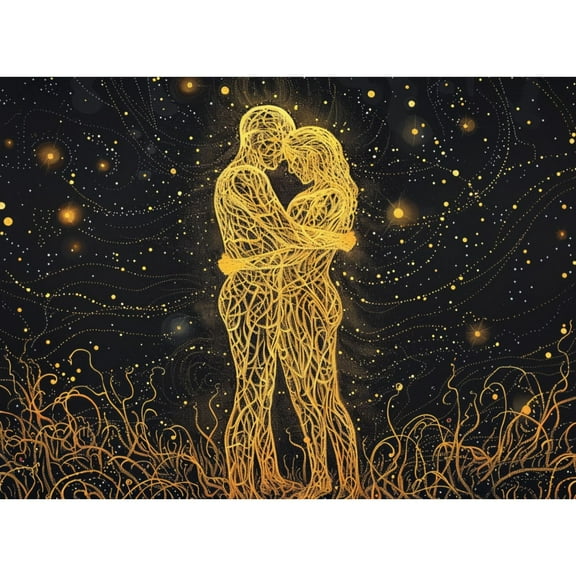 Abstract Kissing Couple Zodaic 5D Diamond Art Painting by Number Kits for Adults DIY Paint with Round Full Drill Diamond Gems Painting Art Craft for Home Wall Decor 15.8x19.8in(3)