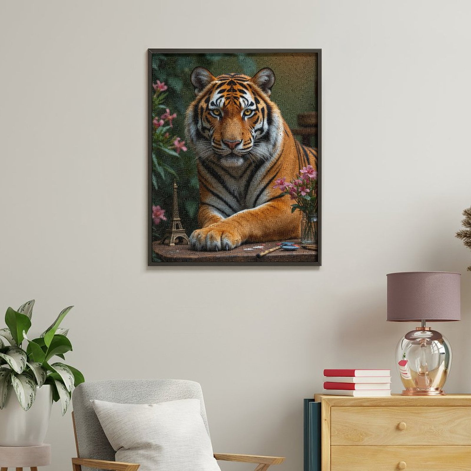 Paint by Numbers Kit for Adults, Tiger Art Flowers Miniature Tower Paint by Numbers, Easy Paint by Numbers Kit for Adults Beginner, DIY Adult Paint by Number Kits on Canvas, Home Decor