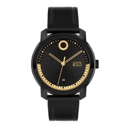 MOVADO BOLD 3600999 TREND BLACK DIAL BLACK LEATHER STRAP WOMEN'S WATCH