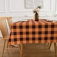 thumbnail image 5 of Orange Black Buffalo Plaid Tablecloth Checkered Halloween Rectangle/Oblong 60x120 Inch Table Cover Fall/Autumn Winter Thanksgiving Christmas Holiday Polyester Water-Repellent and Reusable, 5 of 6