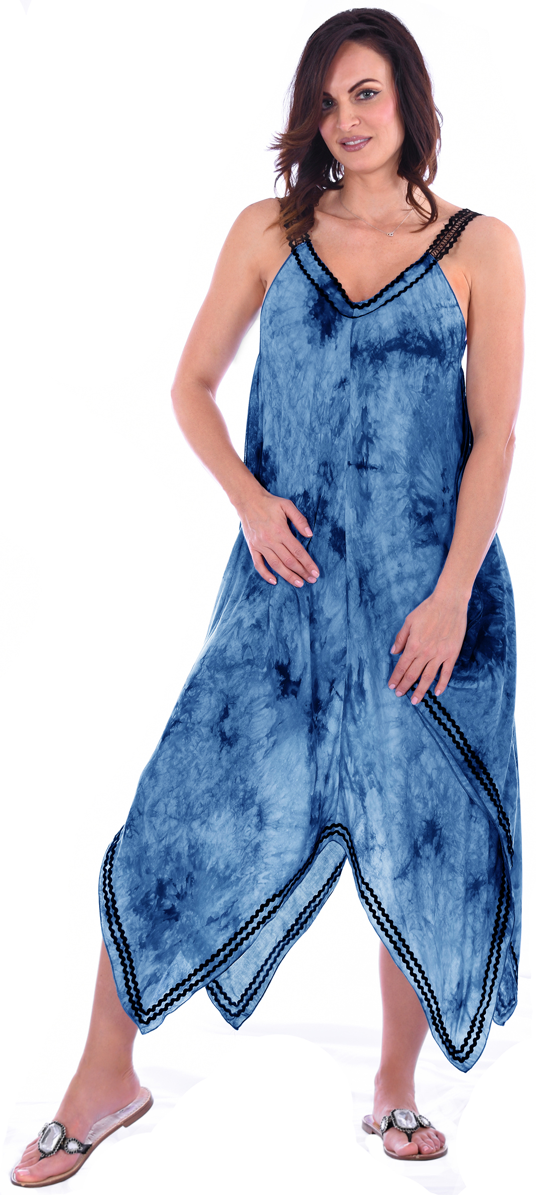 Women's Flowing Maxi Dress Swimsuit CoverUp with a Die Tie Pattern in 4 colors