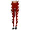 thumbnail image 4 of Fiaer Christmas Black Leggings Women Plus Size Trendy Xmas Yoga Pants Snowman Graphic High Waisted Stretch Comfy Slim Fit Holiday Workout Trousers Red XL, 4 of 5