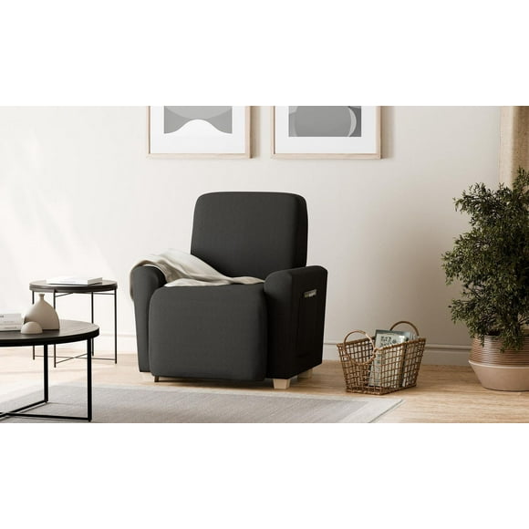 Housse de fauteuil inclinable extensible douce Pixel, housse de mobilier fabriquée avec 20 % de tissu recyclé, lavable à la machine