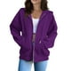 thumbnail image 1 of sudadera con capucha y cremallera de manga larga de color sólido de moda casual para mujer morado oscuro / m, 1 of 5