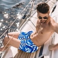 thumbnail image 2 of luoweisi Men's Beach Shorts Quick Dry Swim Trunks with Mesh Lining Blue and White Geometry L, 2 of 5