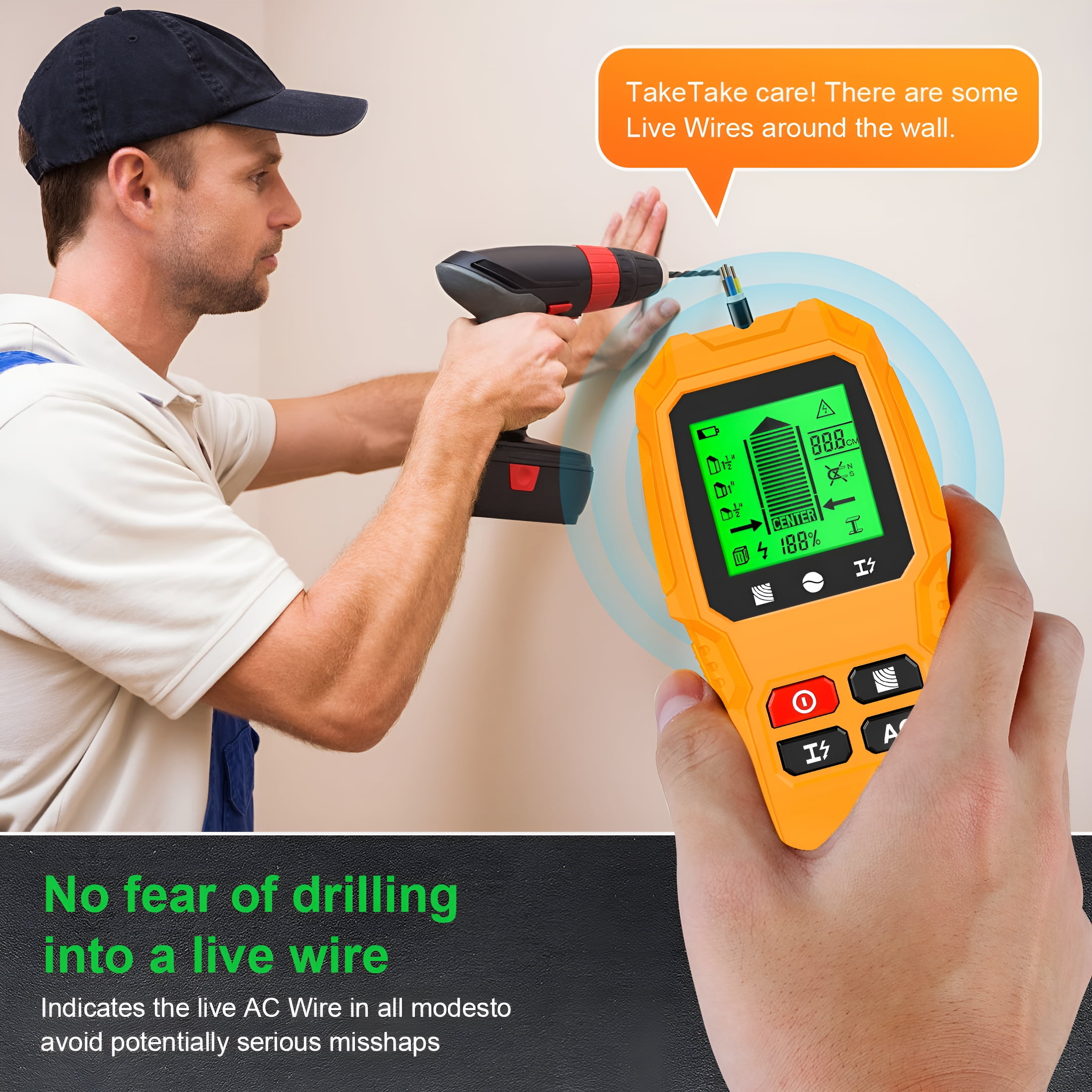 GJX 2026 New Stud Finder Wall Scanner,7 in 1 Stud Detector with Lcd Display,Stud Sensor Beam Finders Wall Wood Metal Stud Detector for the Center and Edge of Wood Ac Wire Metal Studs Joist Pipe