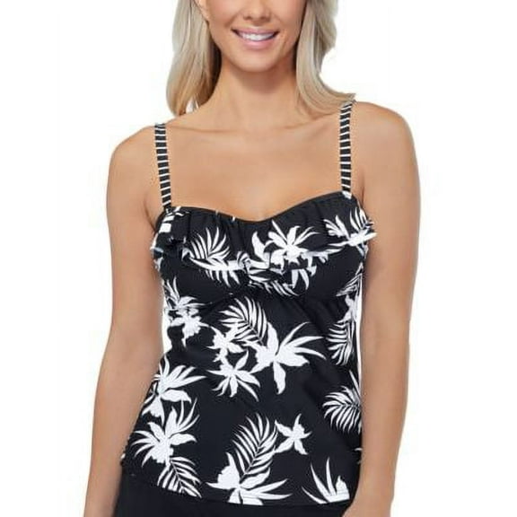 Island Escape Hawaii Gardens Printed Tankini Top Women's Swimsuit Size 8