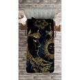 thumbnail image 3 of Ambesonne Egypt Quilted Bedspread Set 2 Pcs, Moon with Boho Feathers, Twin Size, Yellow Petrol Blue, 3 of 3