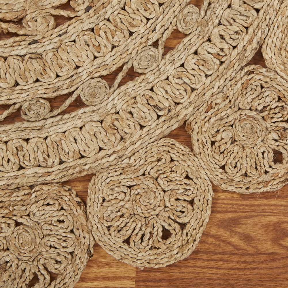 Woven Paths Sunshine Golden Natural Jute Area Rug, 4' Round, Natural