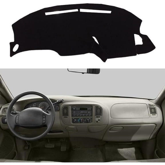 AUTOXBERT Car Dashboard Cover, Black Polyester Mat Cover, Fits Ford F150 1997-2003, Ford Expedition 1997-2003, 1 Pieces